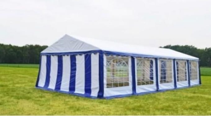 Classic Plus Partytent PVC 5x10x2 mtr in Wit-Blauw