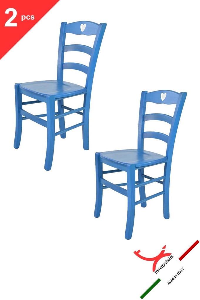 Tommychairs Cuore - Eetkamerstoelen - Set van 2 - Blauw - Hout