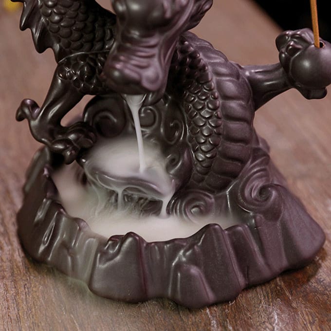 Keramische Chinese Geluksdraak Terugstroom Wierookbrander black