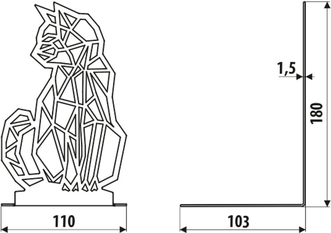 Gamet - Boekensteun - Geometric Kat - Zwart - Metaal