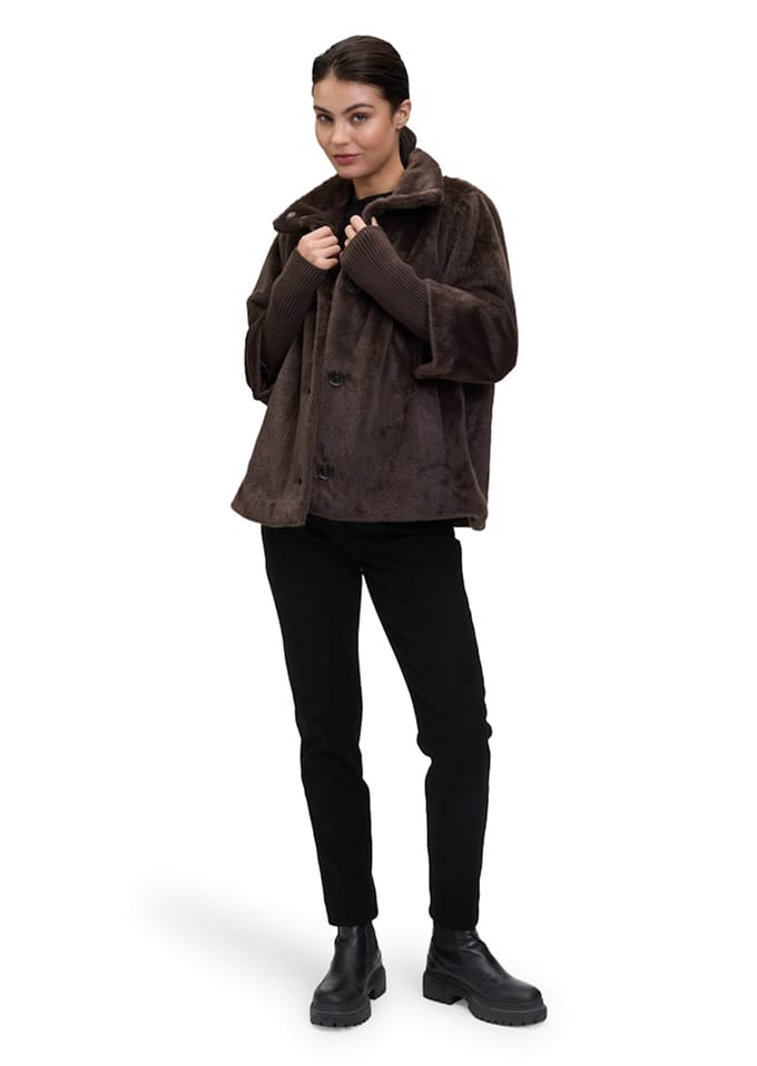 Tussenjas in bontlook - bruin - Gr. 44 van Goldner Fashion