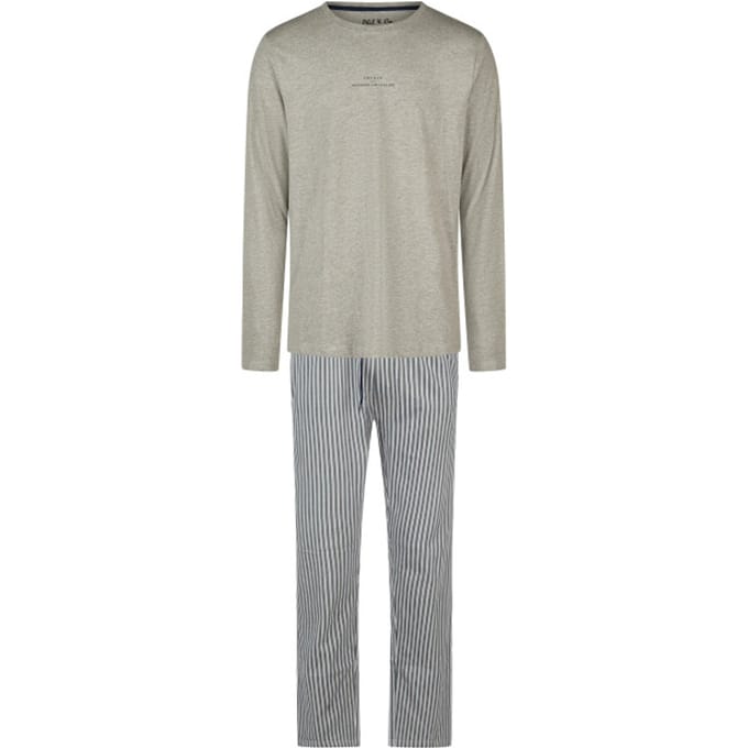 Phil & Co Heren Pyjama Set Lang Grijs Gestreept - Maat M
