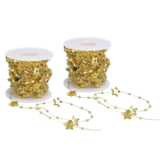 2 Rollen Ster Kralen String Slinger 10m Lengte Knipbaar Decoratieve Kralen Slinger voor Bruiloft Kerst goud