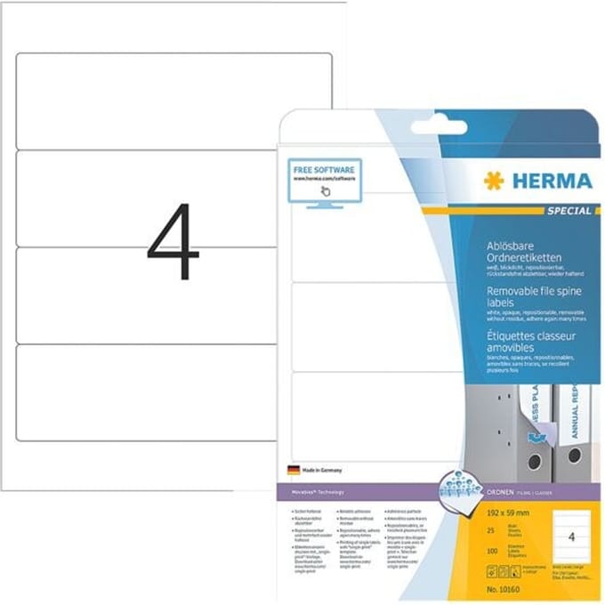 Rugetiket HERMA 101600 breed 59x192mm verwijderbaar wit