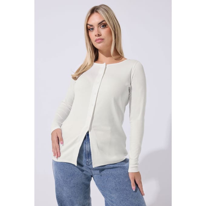 Limited Collection Witte Geribbelde Top Met Lange Mouwen Size 38