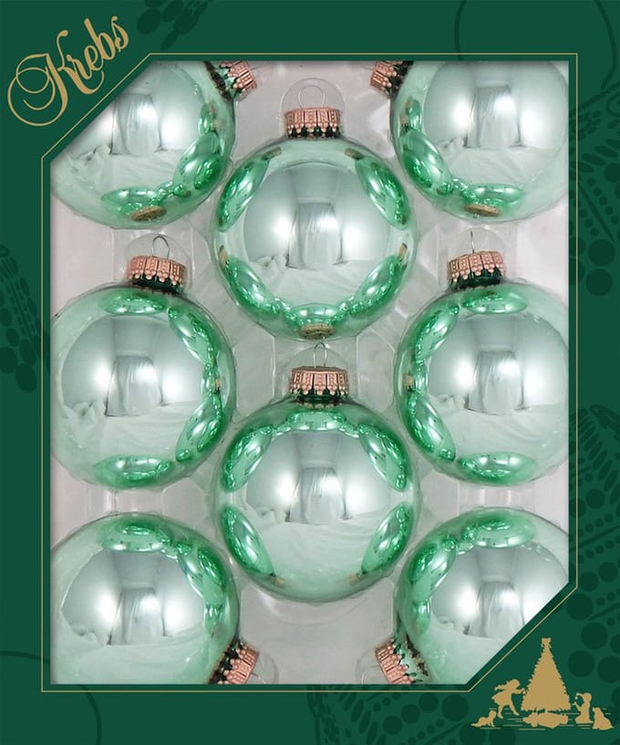 Krebs Kerstballen - 8x st - mintgroen - 7 cm - glas - seafoam groen - kerstversiering