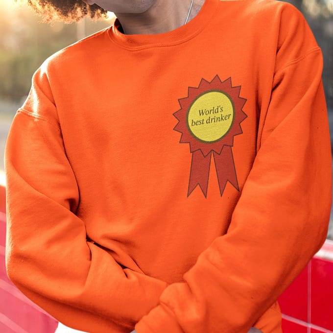 Oranje Koningsdag Sweater World's Best Drinker - MAAT M - Feestkleding & Carnavalskleding