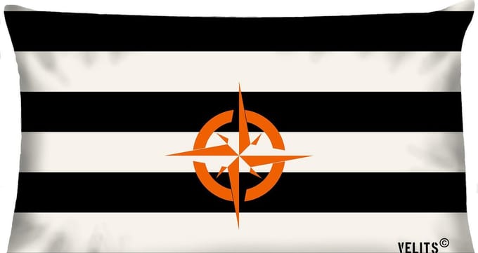 Buitenkussen OITNB oranje zwart water afstotend  40x60cm bootkussen streep anker