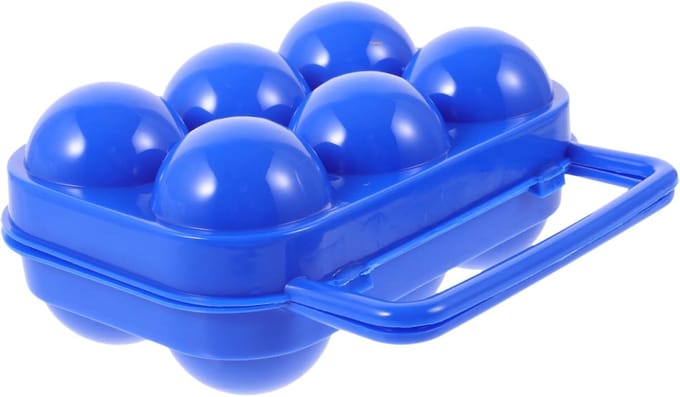 Opbergdoos Eieren - Eierhouder Container - Kamperen Picknick - Opvouwbaar Handvat - 6 Eieren Capaciteit - Blauw