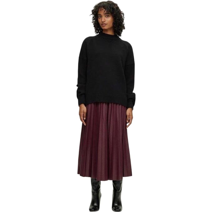 Boss Veplika midi-rok met plooien van imitatieleer voor dames (Rood)