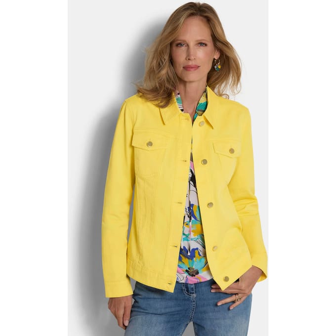 Jeansjasje in getailleerd model - geel - Gr. 20 van Goldner Fashion