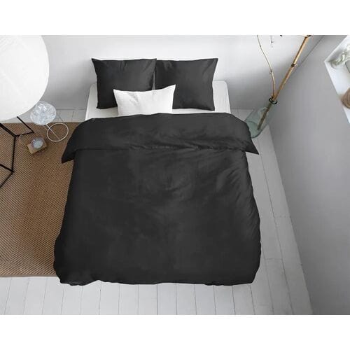 Primaviera Deluxe Uni Satijn - Dekbedovertrek - Eenpersoons - 140x200/220 + 1 kussensloop 60x70 - Zwart