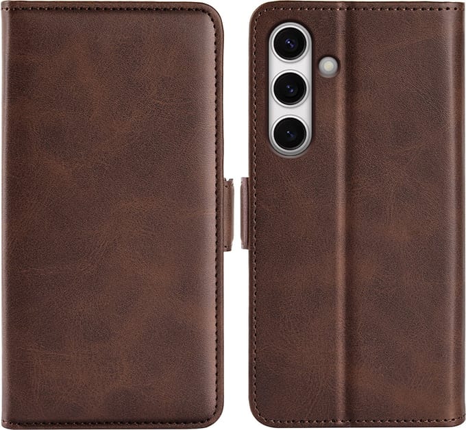 MobyDefend Hoesje - Geschikt voor Samsung Galaxy S24 FE - Luxe Wallet Book Case (Sluiting Zijkant) - Bruin
