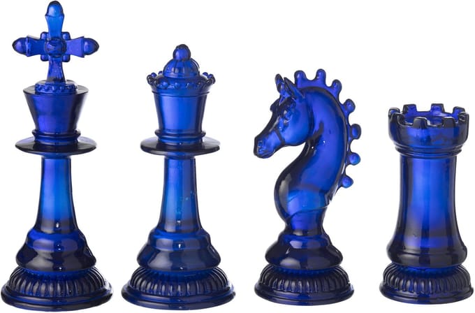 J-Line decoratie Schaakstuk - polyresin - blauw - large - 4 stuks