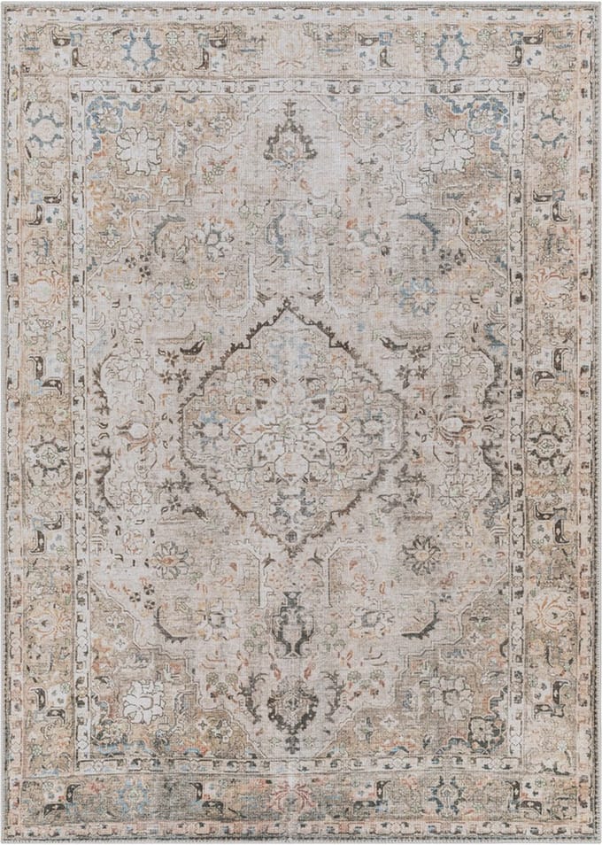 SURYA - CLARA - Wasbaar oosters tapijt - Bruin/grijs