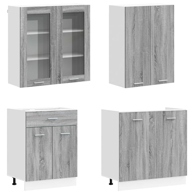 vidaXL - Keukenblok - LYON - 4 - st - Grijs - Sonoma - Bewerkt - hout