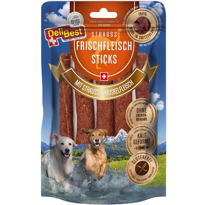 10x10cm Struisvogelvleessticks DeliBest Hondensnacks