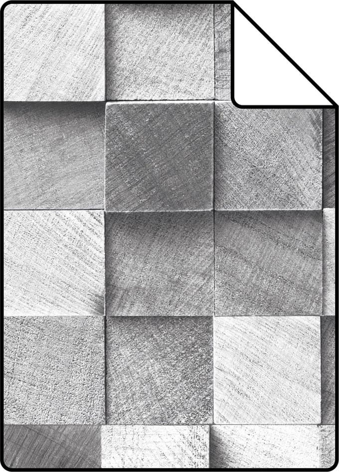 Proefstaal ESTAhome behang 3D-houtmotief grijs - 26.5 x 21 cm - 138527-S