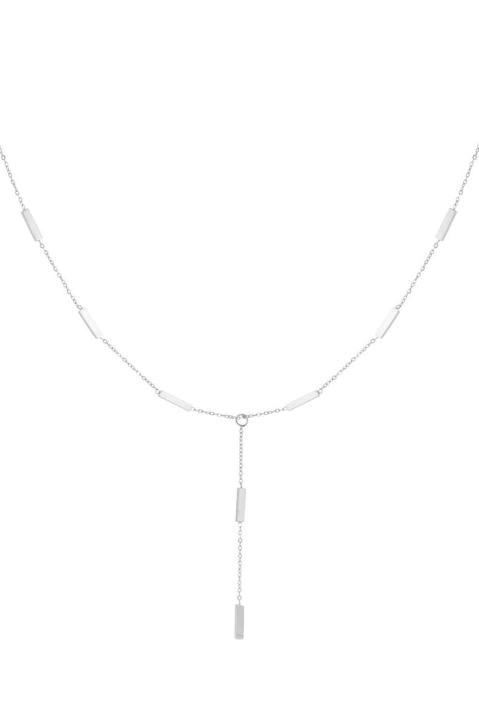 Bijoutheek Collier Y-vorm Square Bars Zilverkleurig