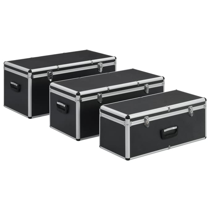 Ensemble de boîtes de rangement 3 pièces Aluminium Noir