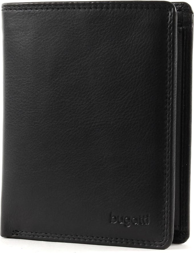 bugatti Portemonnee Simbiosi Coin Wallet Combi Style with Zip Compartment 8CC Black Zwart