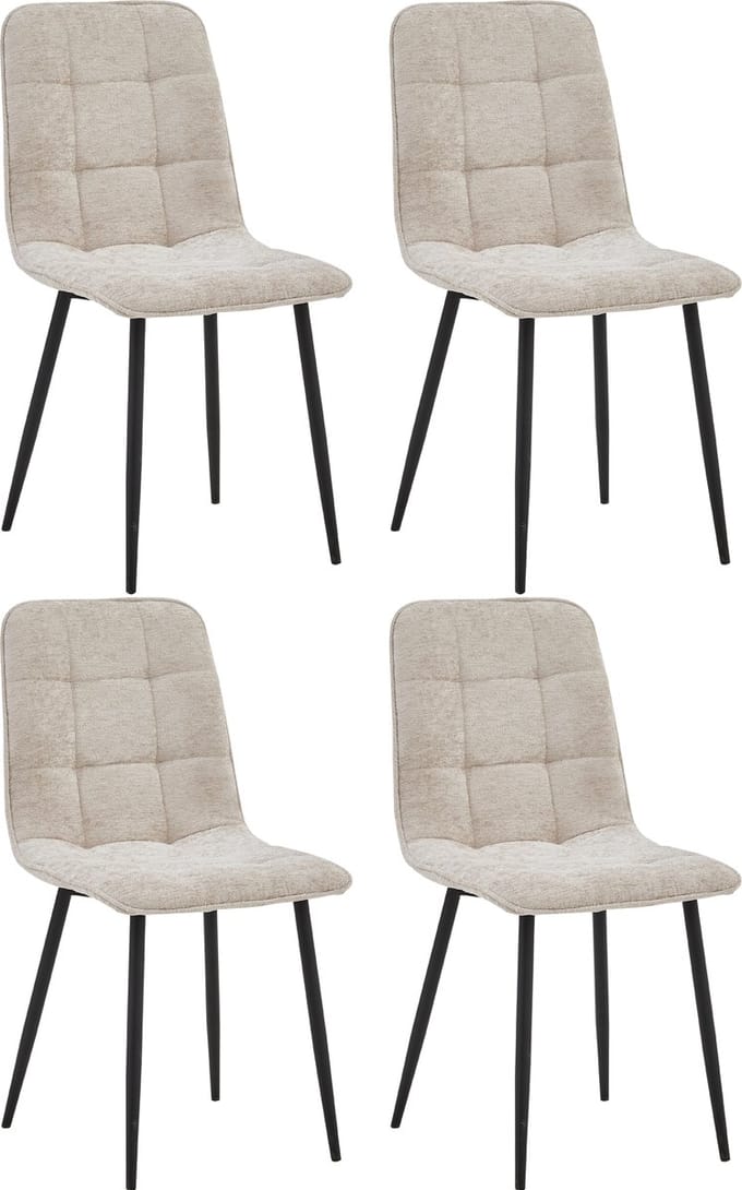 Colenis - Ela Eetkamerstoel - Set Van 4 - Beige - Chenille Stof - Design