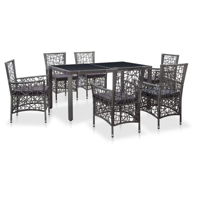 vidaXL - 7-delige - Tuinset - poly - rattan - grijs