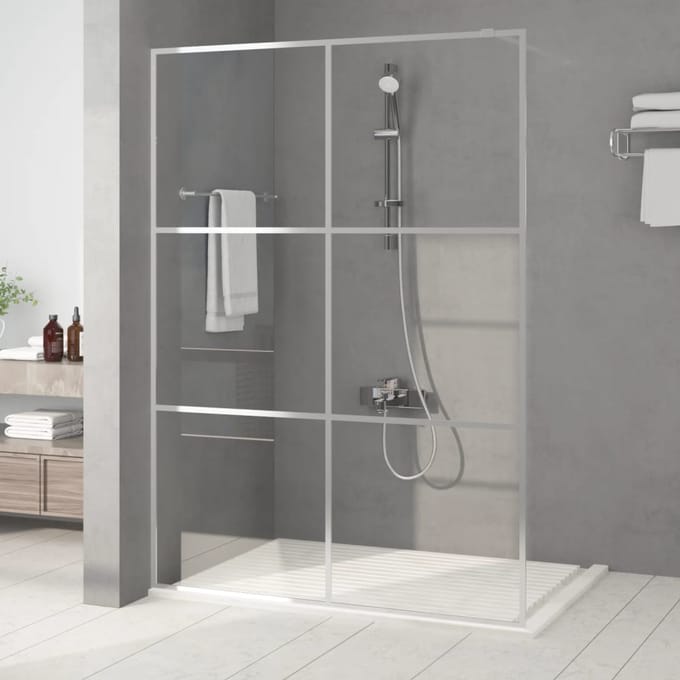 vidaXL - Inloopdouchewand - 140x195 - cm - transparant - ESG-glas - zilverkleurig