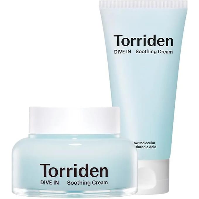 Torriden Dive-In Crème Apaisante à l'Acide Hyaluronique Set 100ml x2 Hydratant Hydratation Profonde white