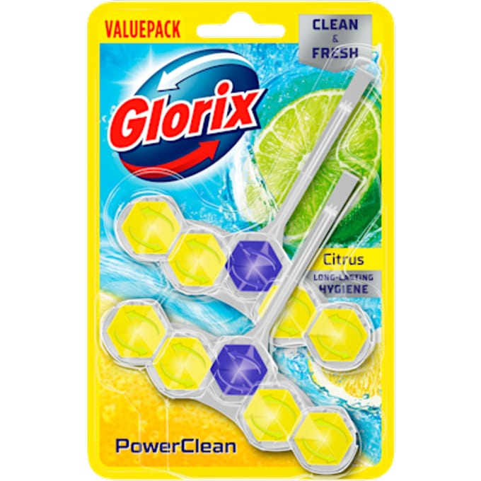 Glorix Toiletblok Power Clean Citroen - 2 stuks