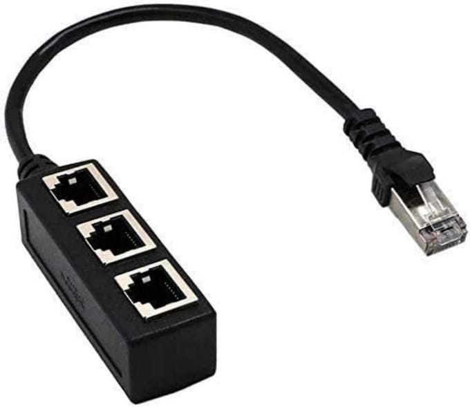 longziming -Splitter Kabel – Y Adapter 1-naar-3 poorten voor CAT5/CAT6 LAN, Ethernet Socket Connector, Geschikt voor netwerk, router, switch en computer