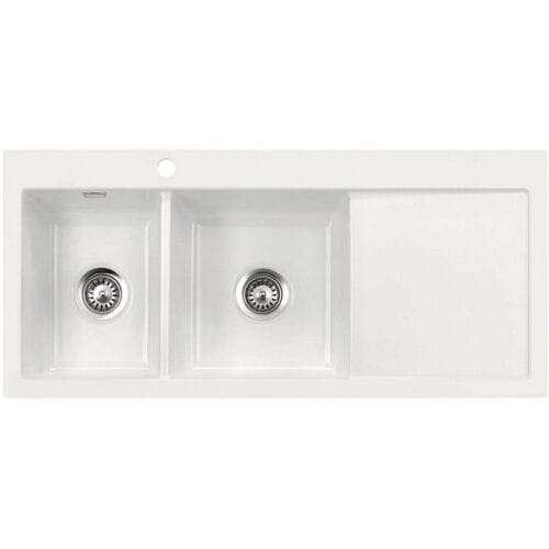 Systemceram Keradomo Mera Double built-in sink left with manual override, incl. tap hole