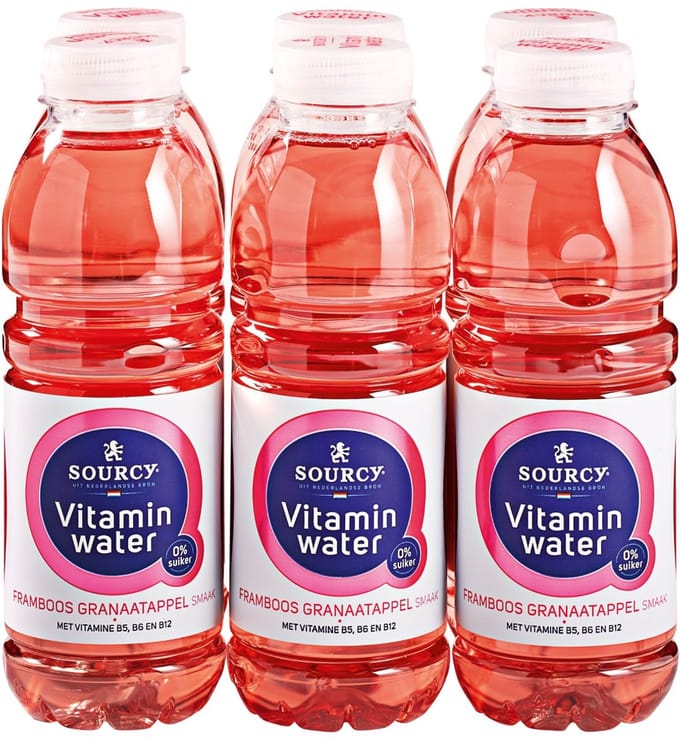 Sourcy Vitaminwater - Framboos / Granaatappel 6x1L - Voordeelverpakking