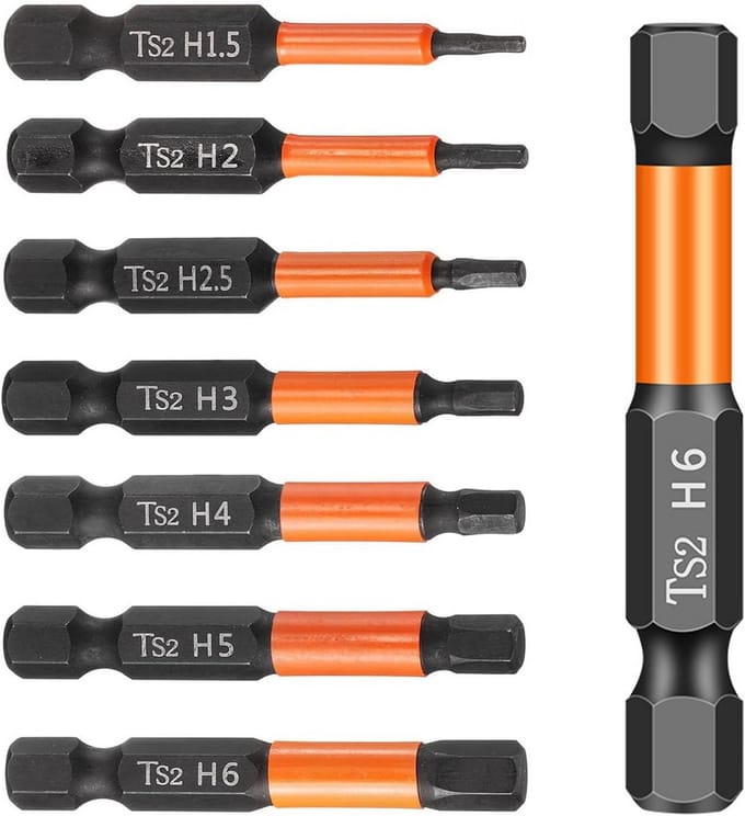 Inbussleutelset - Zeskantboren - Reparatiewerkzaamheden - Extra lange bits - 7 Delig - Grijs