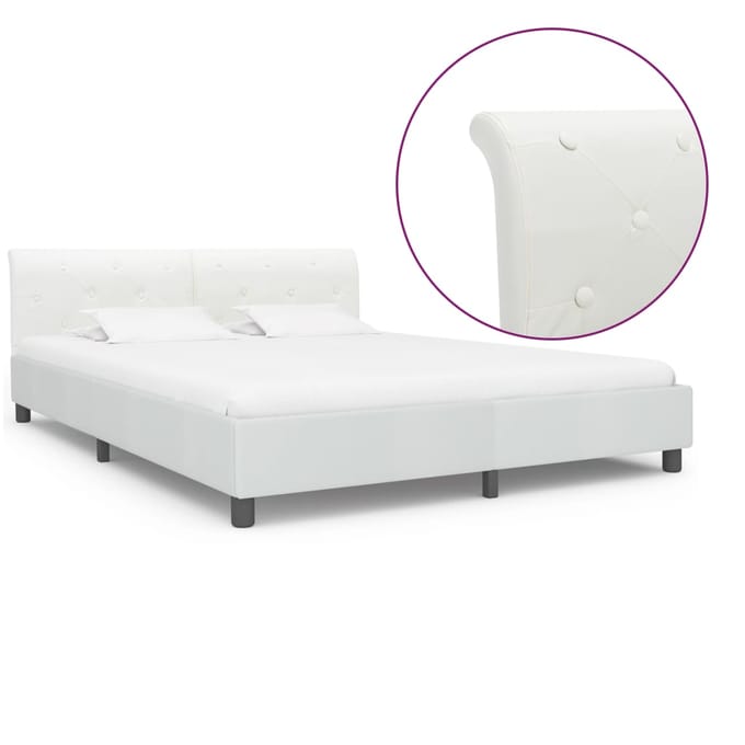vidaXL - Bedframe - kunstleer - wit - 180x200 - cm