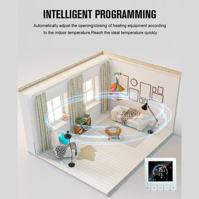 Programmeerbare digitale thermostaat met kinderbeveiliging LCD-scherm NTC-sensor Waterverwarming Warme vloer W-2 black