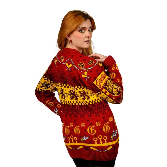Harry Potter Gryffindor Quidditch Knitted Christmas Jumper - XL