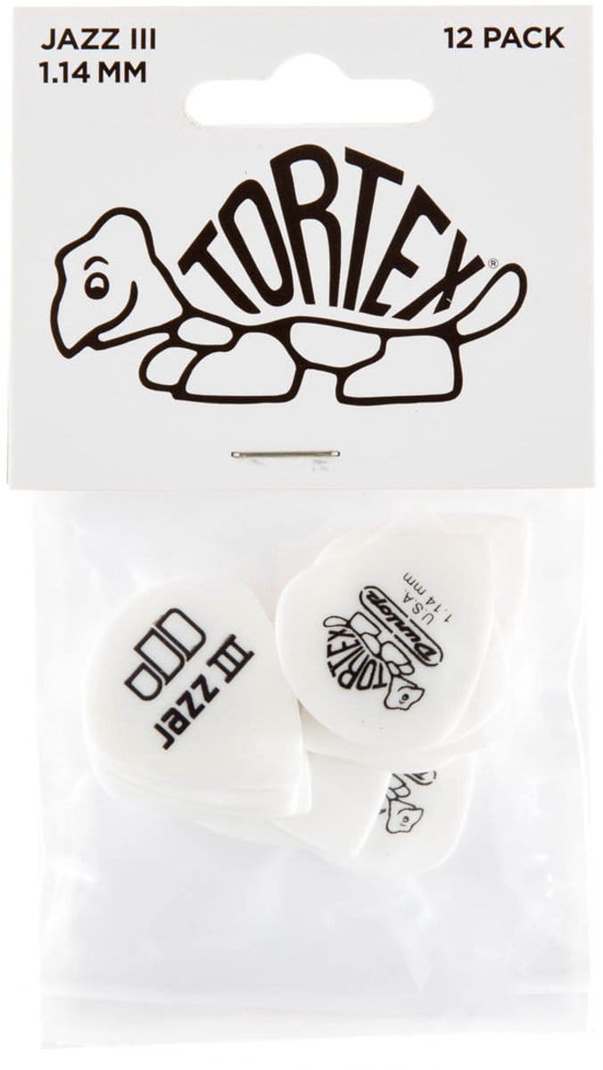 Jim Dunlop Tortex - Plectrums - Pitch Black Jazz III - 1,14 mm - Player's Pack 12 Stuks