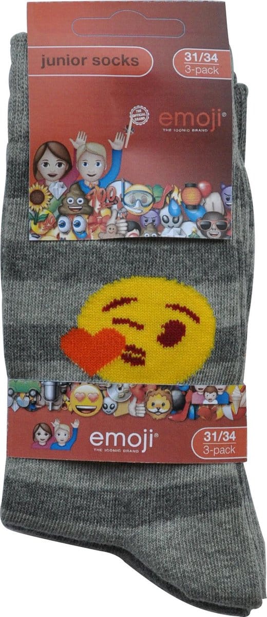 Emoji Meisjessokken- Multipack 2x 3 paar kousen - maat 31/34 - leuke smiley print