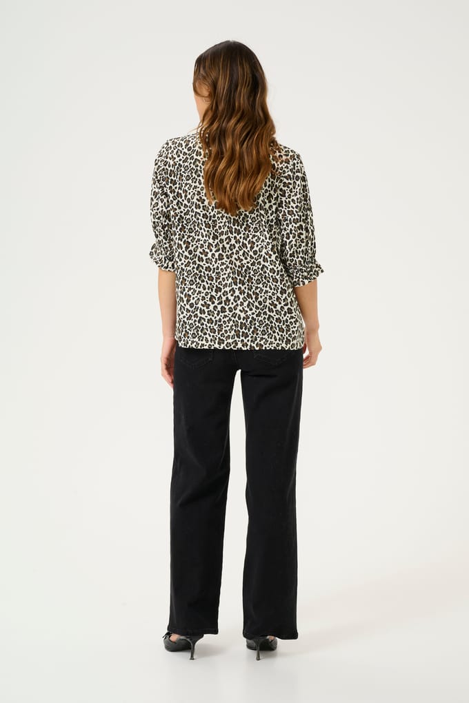 Blouse met korte mouwen Regular fit Multi Color Leo Print leopard