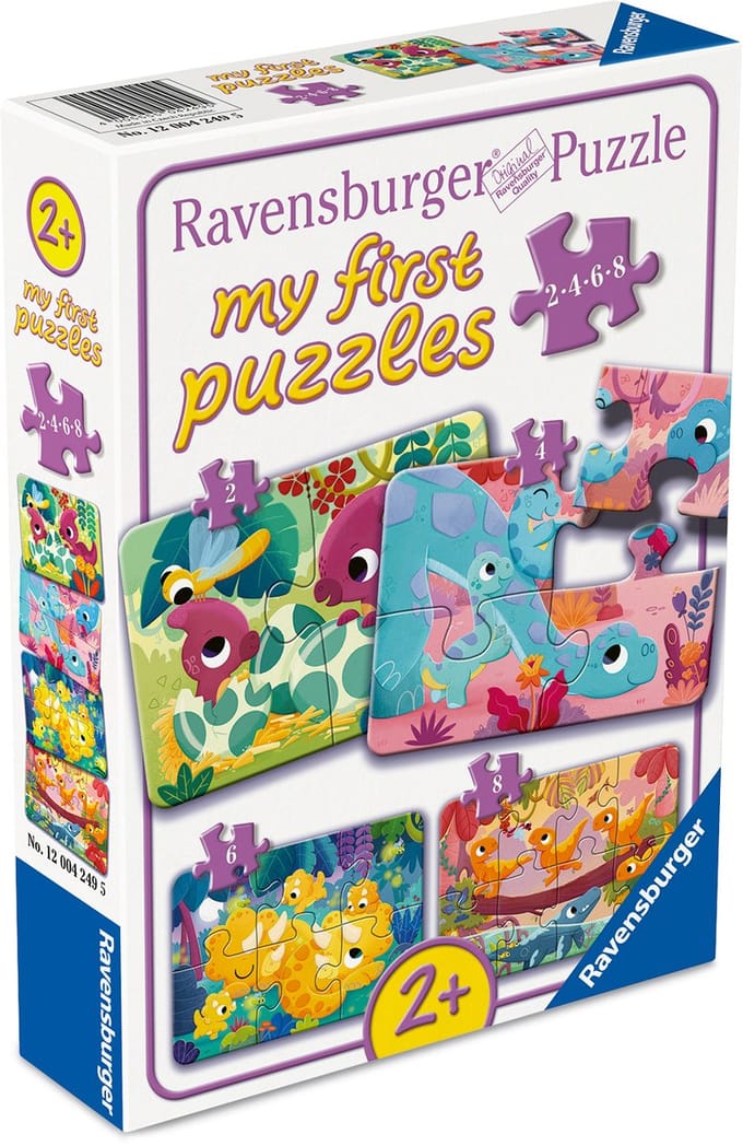 Ravensburger – Dino Vrienden – Kinderpuzzel – 2, 4, 6 en 8 Stukjes