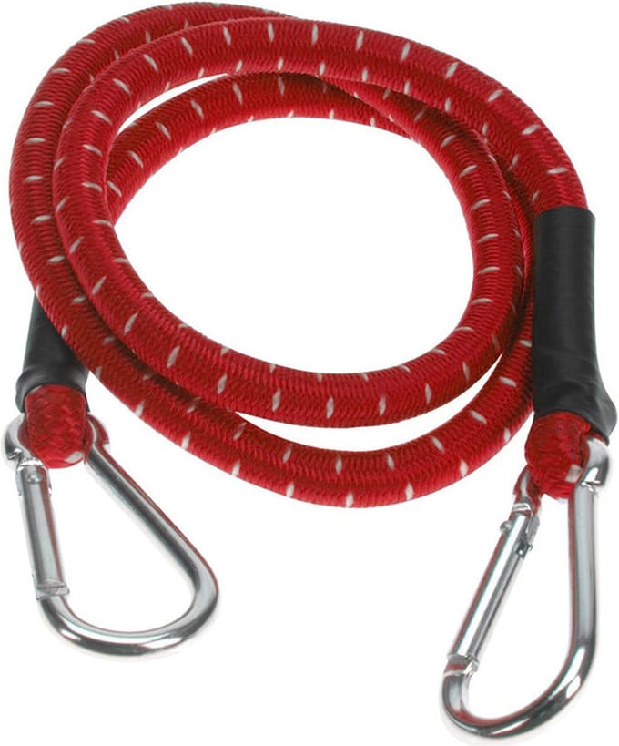 FX Tools Bagage spin/spanelastiek voor fiets/auto - rood - 80 cm - elastiek met karabijn haken