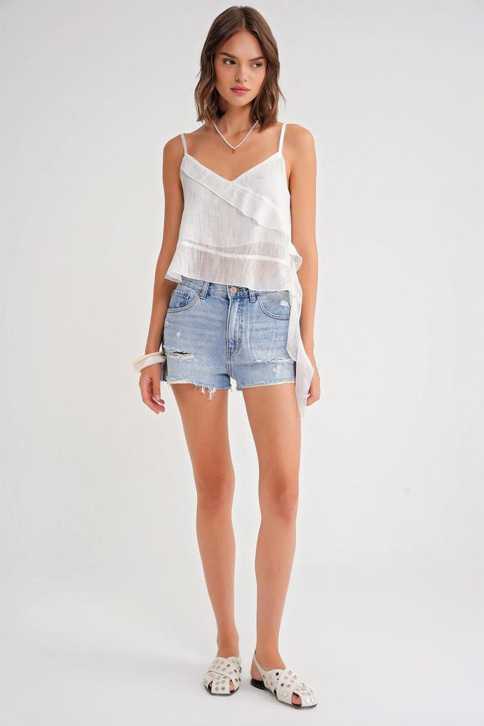Gelaagd Textuur V-Hals Crop Top
