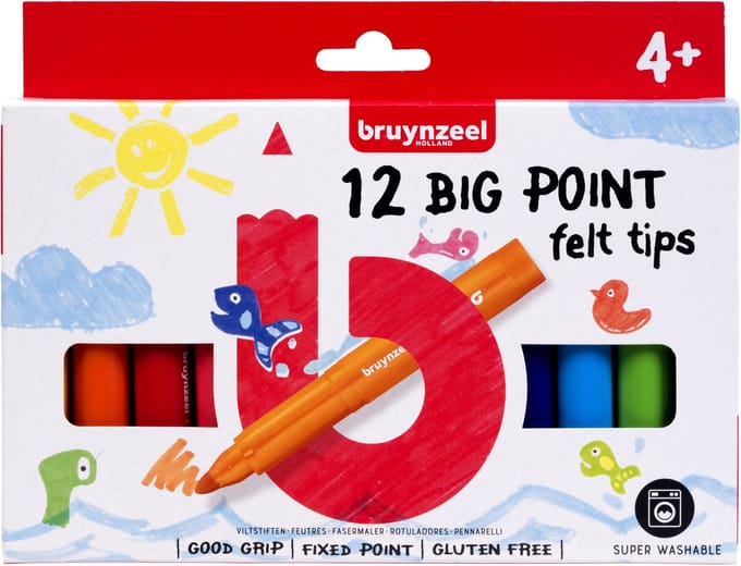 Viltstift bruynzeel kids big point 12st ass | 10 stuks