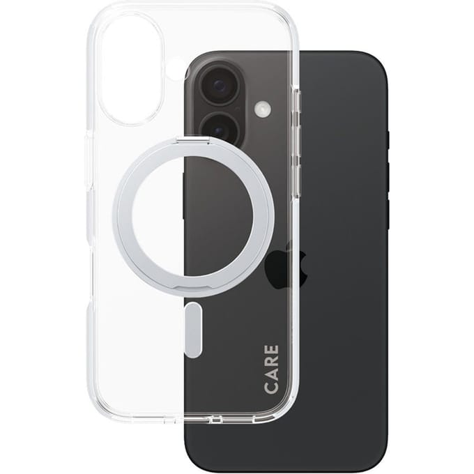 CARE by PanzerGlass Feature Case - Transparant w. - Zilver Kickstand & MagSafe iPhone 16