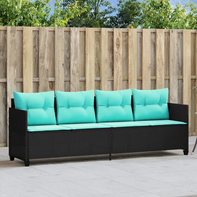 vidaXL - Ligbed - met - kussens - poly - rattan - zwart