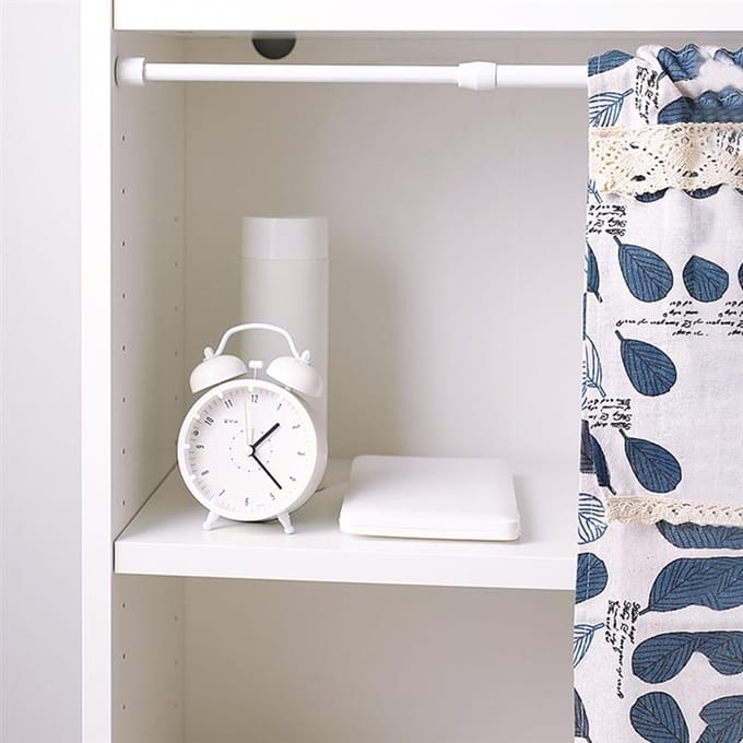 Tringle à rideau télescopique extensible à ressort multi-usages 30-110 cm white