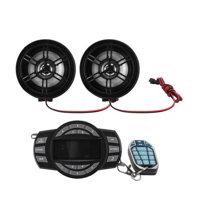 3 Inch Bluetooth Motorfietsluidsprekers 16 Knops Afstandsbediening Anti-Diefstal Waterdicht Motorfietsgeluid black