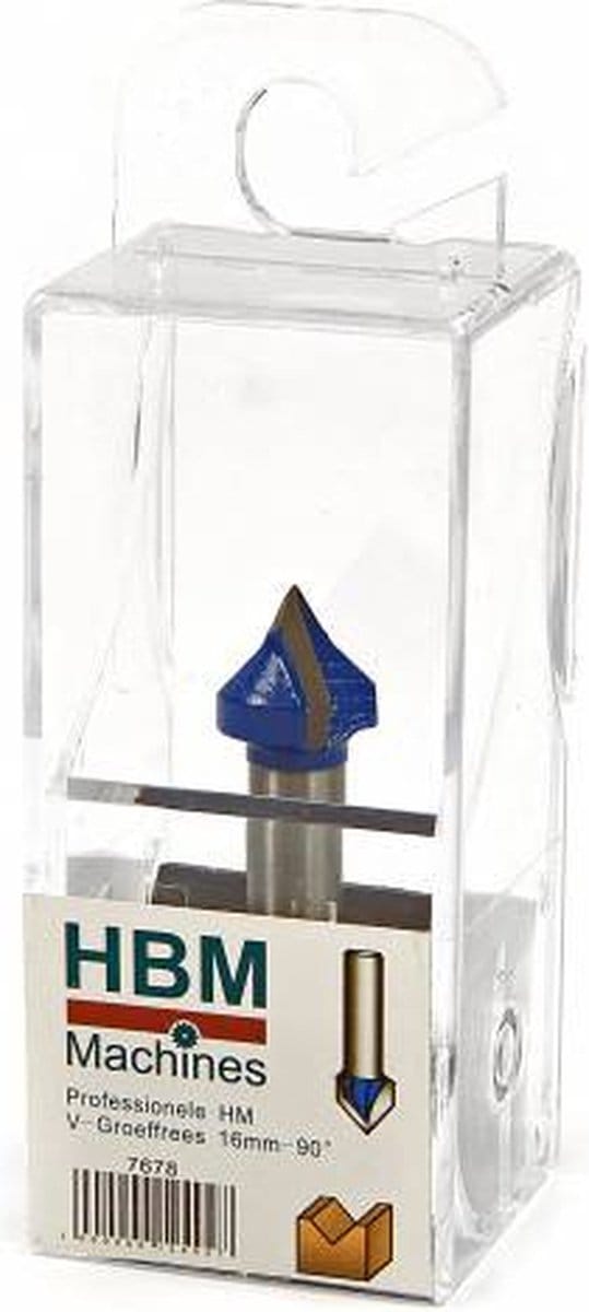 Professionele HM V-Groeffrees 16 mm. - 90 graden hoek