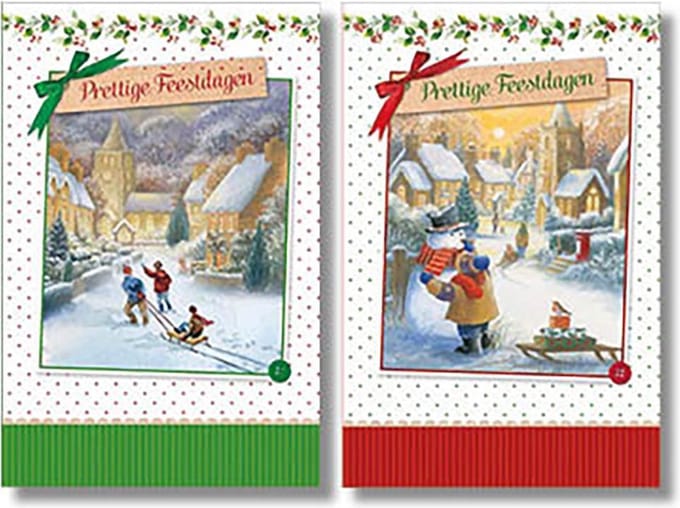 20 Kerstkaarten - Folie - Witte envelop - 10,5 x 16 cm